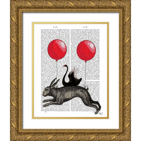 The Hare Ship Gold Ornate Wood Framed Art Print with Double Matting by Fab Funky