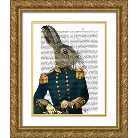 Lieutenant Hare Gold Ornate Wood Framed Art Print with Double Matting by Fab Funky
