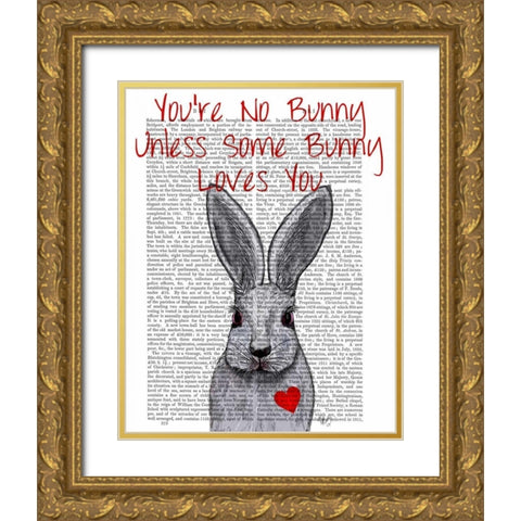Youre No Bunny Gold Ornate Wood Framed Art Print with Double Matting by Fab Funky