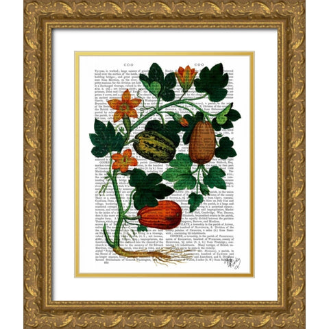 Squash Vine 1 Gold Ornate Wood Framed Art Print with Double Matting by Fab Funky