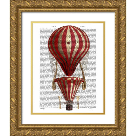 Tiered Hot Air Balloon Print Red Gold Ornate Wood Framed Art Print with Double Matting by Fab Funky