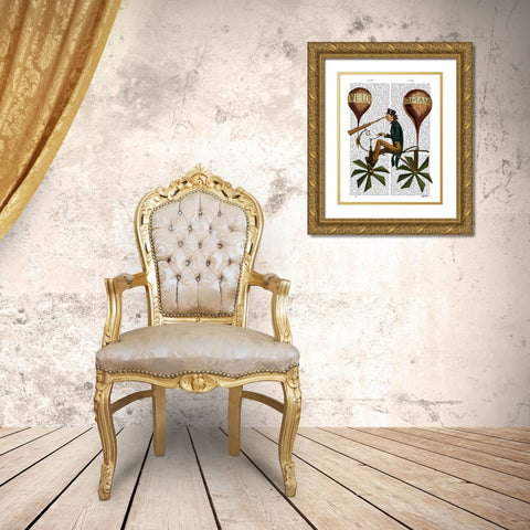 Voyage A La Lune Hot Air Balloon Gold Ornate Wood Framed Art Print with Double Matting by Fab Funky