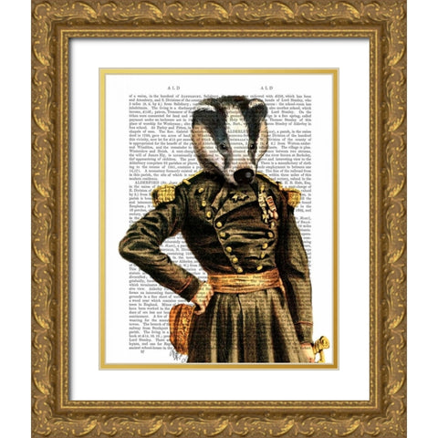 General Badger Gold Ornate Wood Framed Art Print with Double Matting by Fab Funky