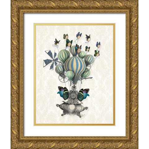 Flutter Time Gold Ornate Wood Framed Art Print with Double Matting by Fab Funky