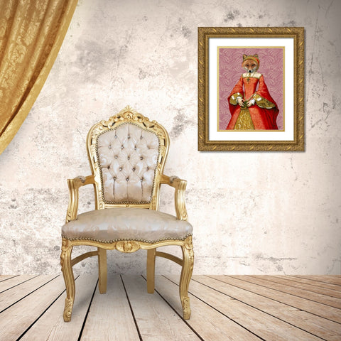 Fox Queen Gold Ornate Wood Framed Art Print with Double Matting by Fab Funky
