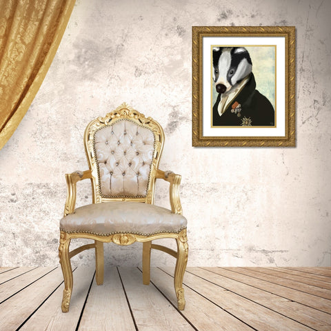 Badger The Hero Gold Ornate Wood Framed Art Print with Double Matting by Fab Funky