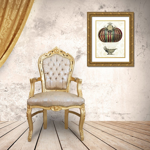 Baroque Balloon with Clock Gold Ornate Wood Framed Art Print with Double Matting by Fab Funky