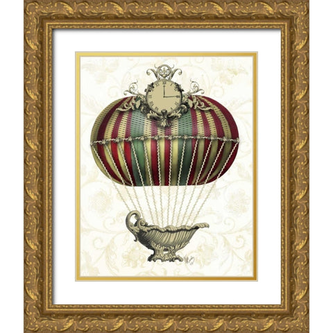 Baroque Balloon with Clock Gold Ornate Wood Framed Art Print with Double Matting by Fab Funky