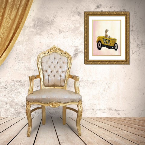 Meerkat in Hot Rod Gold Ornate Wood Framed Art Print with Double Matting by Fab Funky