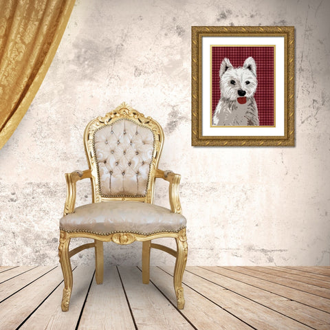 West Highland Terrier Plain Gold Ornate Wood Framed Art Print with Double Matting by Fab Funky