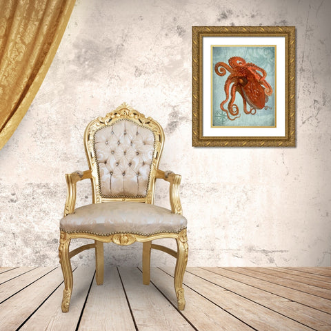 Coastal Life Collection 2 a Gold Ornate Wood Framed Art Print with Double Matting by Fab Funky