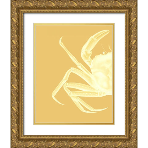 Contrasting Crab in Mustard a Gold Ornate Wood Framed Art Print with Double Matting by Fab Funky