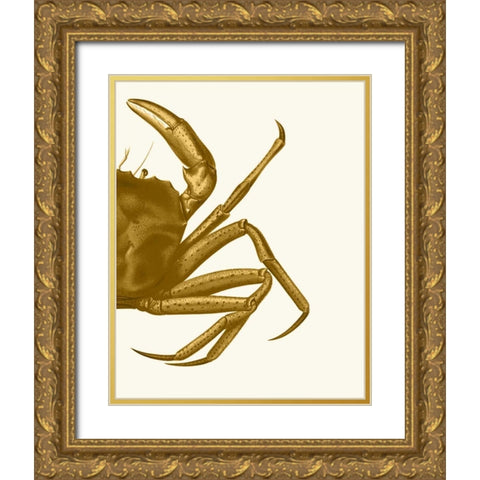 Contrasting Crab in Mustard b Gold Ornate Wood Framed Art Print with Double Matting by Fab Funky