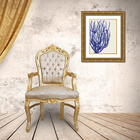 Blue Corals 2 c Gold Ornate Wood Framed Art Print with Double Matting by Fab Funky