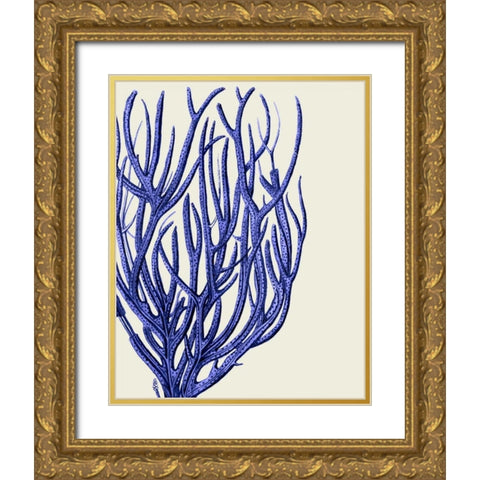 Blue Corals 2 c Gold Ornate Wood Framed Art Print with Double Matting by Fab Funky