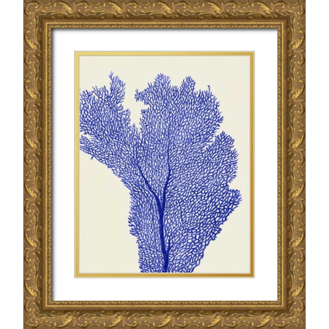 Blue Corals 2 e Gold Ornate Wood Framed Art Print with Double Matting by Fab Funky