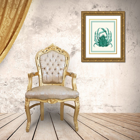 Mixed Nautical Green on Cream b Gold Ornate Wood Framed Art Print with Double Matting by Fab Funky