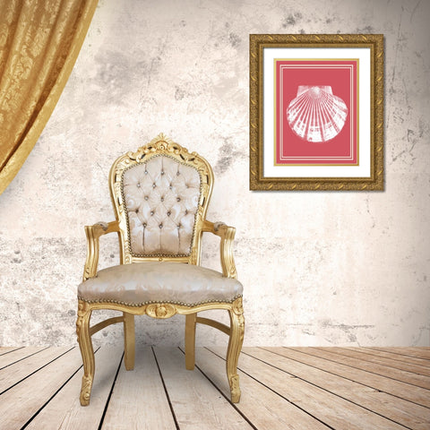 Mixed Nautical White on Coral e Gold Ornate Wood Framed Art Print with Double Matting by Fab Funky