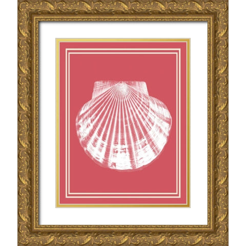 Mixed Nautical White on Coral e Gold Ornate Wood Framed Art Print with Double Matting by Fab Funky