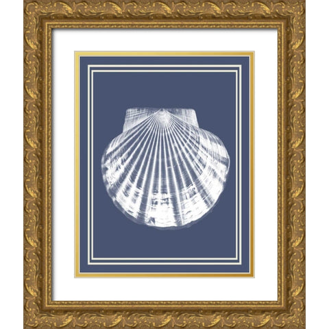 Mixed Nautical White on Indigo Blue b Gold Ornate Wood Framed Art Print with Double Matting by Fab Funky