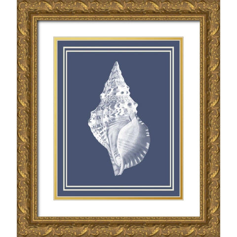 Mixed Nautical White on Indigo Blue c Gold Ornate Wood Framed Art Print with Double Matting by Fab Funky