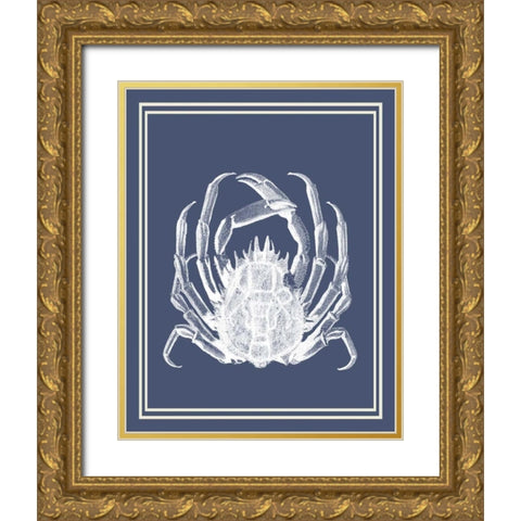 Mixed Nautical White on Indigo Blue f Gold Ornate Wood Framed Art Print with Double Matting by Fab Funky