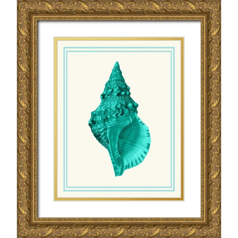 Mixed Nautical Turquoise on Cream a Gold Ornate Wood Framed Art Print with Double Matting by Fab Funky