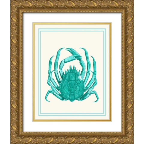 Mixed Nautical Turquoise on Cream b Gold Ornate Wood Framed Art Print with Double Matting by Fab Funky