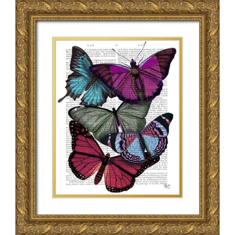 Big Bold Butterflies 3 Gold Ornate Wood Framed Art Print with Double Matting by Fab Funky