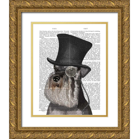 Schnauzer, Formal Hound and Hat Gold Ornate Wood Framed Art Print with Double Matting by Fab Funky