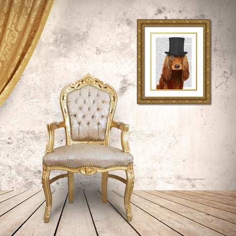 Cocker Spaniel, Formal Hound and Hat Gold Ornate Wood Framed Art Print with Double Matting by Fab Funky