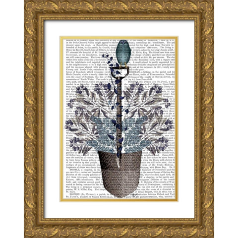 Garden Spade and Berries Gold Ornate Wood Framed Art Print with Double Matting by Fab Funky