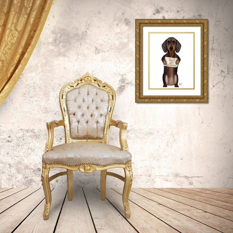 Love and Dachshund Gold Ornate Wood Framed Art Print with Double Matting by Fab Funky