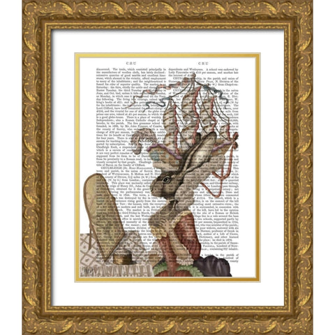 Bunny Antoinette Gold Ornate Wood Framed Art Print with Double Matting by Fab Funky