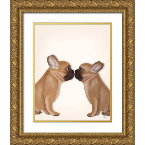 French Kiss Close Up Gold Ornate Wood Framed Art Print with Double Matting by Fab Funky