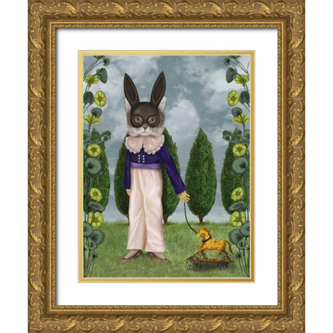 The Horse Gold Ornate Wood Framed Art Print with Double Matting by Fab Funky