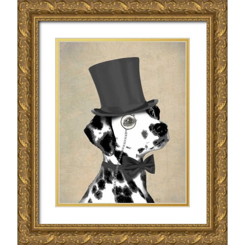 Dalmatian, Formal Hound and Hat Gold Ornate Wood Framed Art Print with Double Matting by Fab Funky