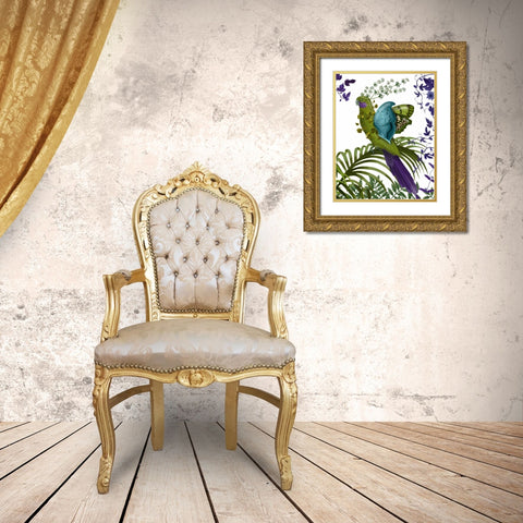 Fantasy Parrot 1 Gold Ornate Wood Framed Art Print with Double Matting by Fab Funky
