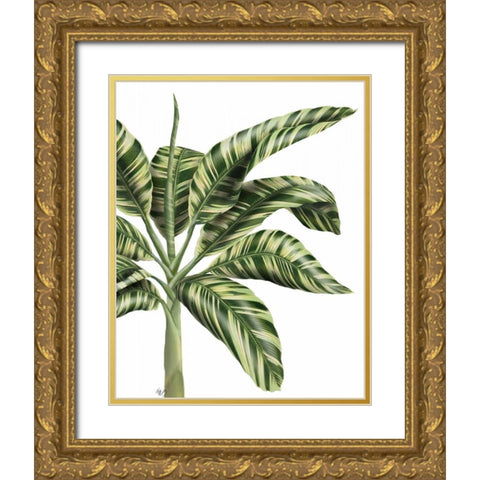Banana Tree 3, Green Gold Ornate Wood Framed Art Print with Double Matting by Fab Funky