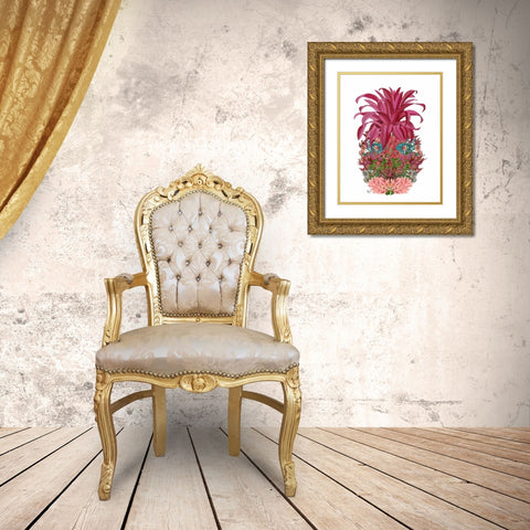 Pineapple, Tropical Flowers 2 Gold Ornate Wood Framed Art Print with Double Matting by Fab Funky