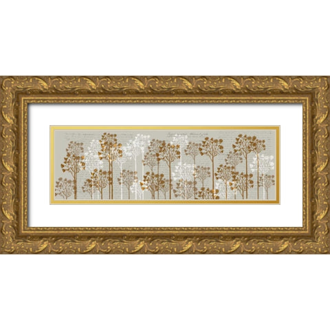 Floral Trees, Honey Gold Ornate Wood Framed Art Print with Double Matting by Fab Funky