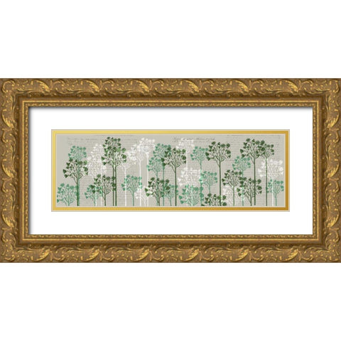 Floral Trees, Juniper Gold Ornate Wood Framed Art Print with Double Matting by Fab Funky