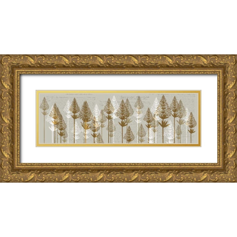 Leafy Pines, Honey Gold Ornate Wood Framed Art Print with Double Matting by Fab Funky