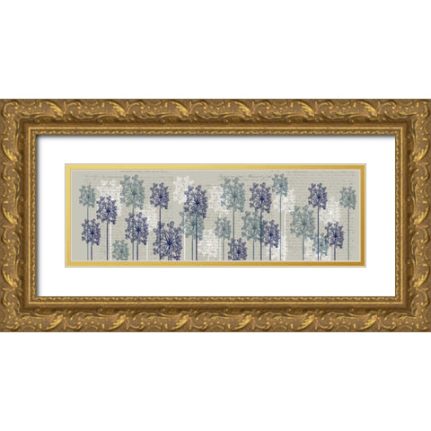 Bubble Trees, Midnight Gold Ornate Wood Framed Art Print with Double Matting by Fab Funky