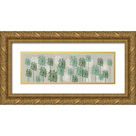 Bubble Trees, Juniper Gold Ornate Wood Framed Art Print with Double Matting by Fab Funky