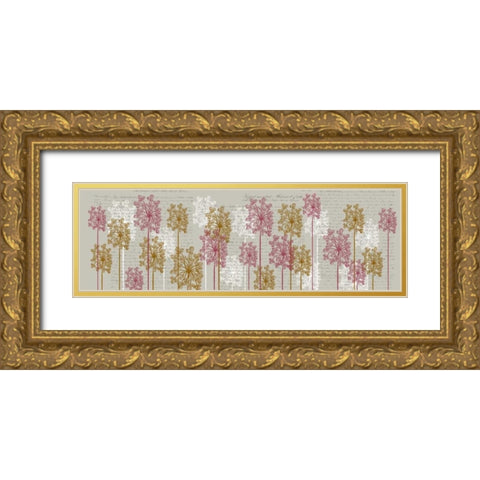 Bubble Trees, Pink and Gold Gold Ornate Wood Framed Art Print with Double Matting by Fab Funky