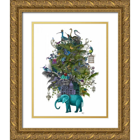 The Birdcage Gold Ornate Wood Framed Art Print with Double Matting by Fab Funky