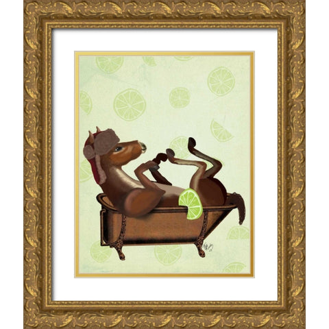 Moscow Mule Gold Ornate Wood Framed Art Print with Double Matting by Fab Funky