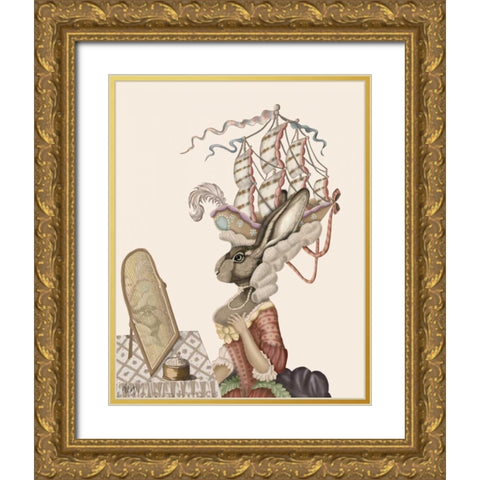 Bunny Antoinette Gold Ornate Wood Framed Art Print with Double Matting by Fab Funky