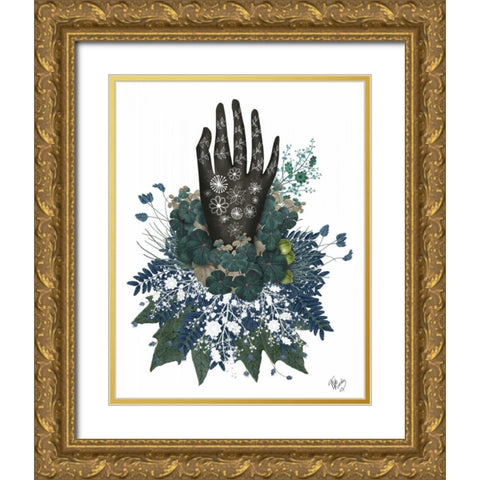 Black Hand Gold Ornate Wood Framed Art Print with Double Matting by Fab Funky
